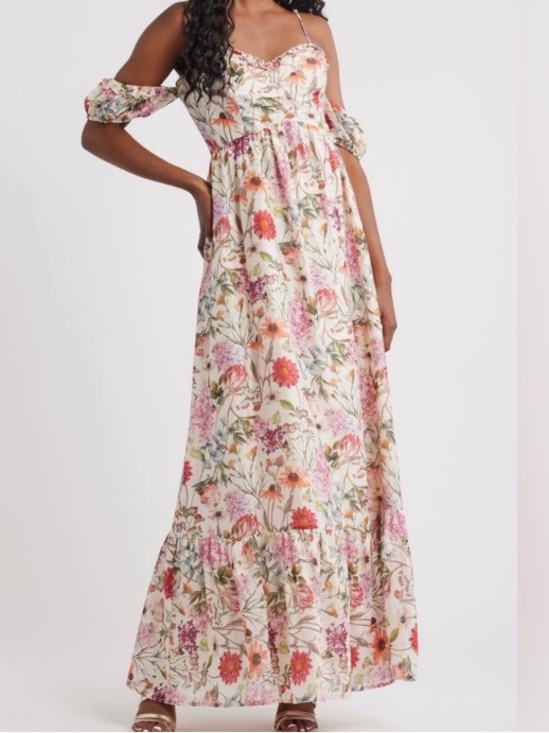 LULU’S Panarea Botanical Floral Maxi Dress NWT - Picture 3 of 15